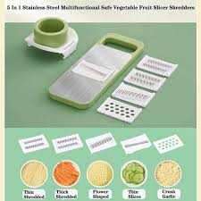 5 in 1 Vegetable Cutter and Slicer – Multifunctional Stainless Steel Slicer for Quick & Easy Food
