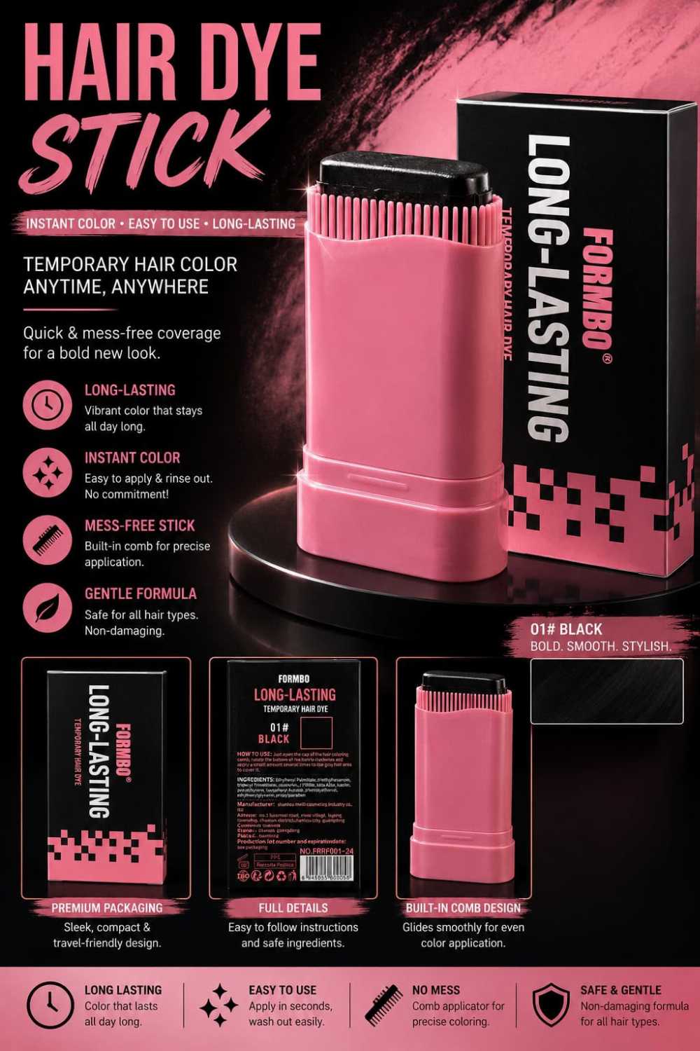 Hair Color Comb Stick (Temporary, Waterproof)
